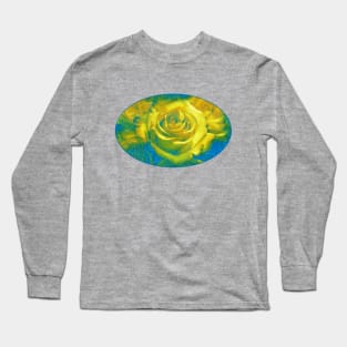 yellow roses with blue glitter romantic flowers gifts for girls and women Long Sleeve T-Shirt